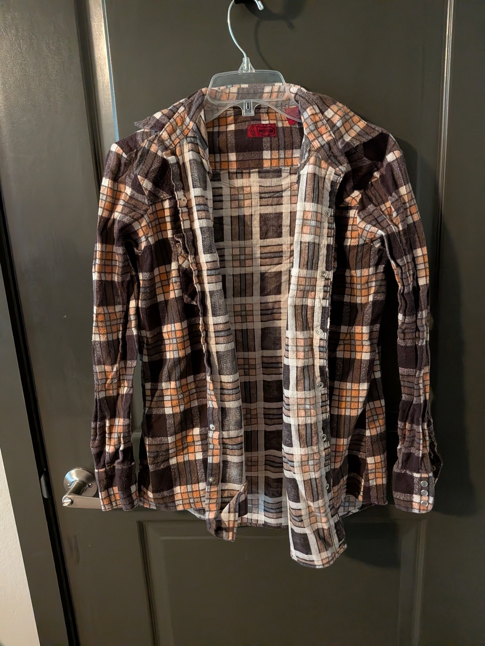 Western Brown & Cream Plaid Button-Up Shirt